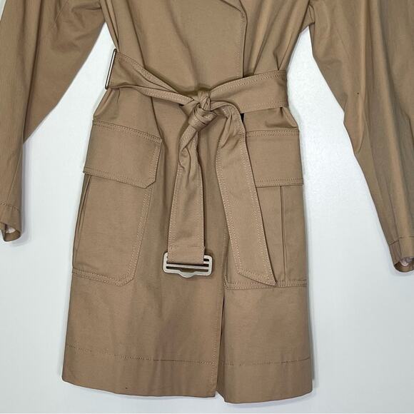 Rebecca Taylor Faille Ruffle Trim Trench Coat Medium EUC - Picture 6 of 12